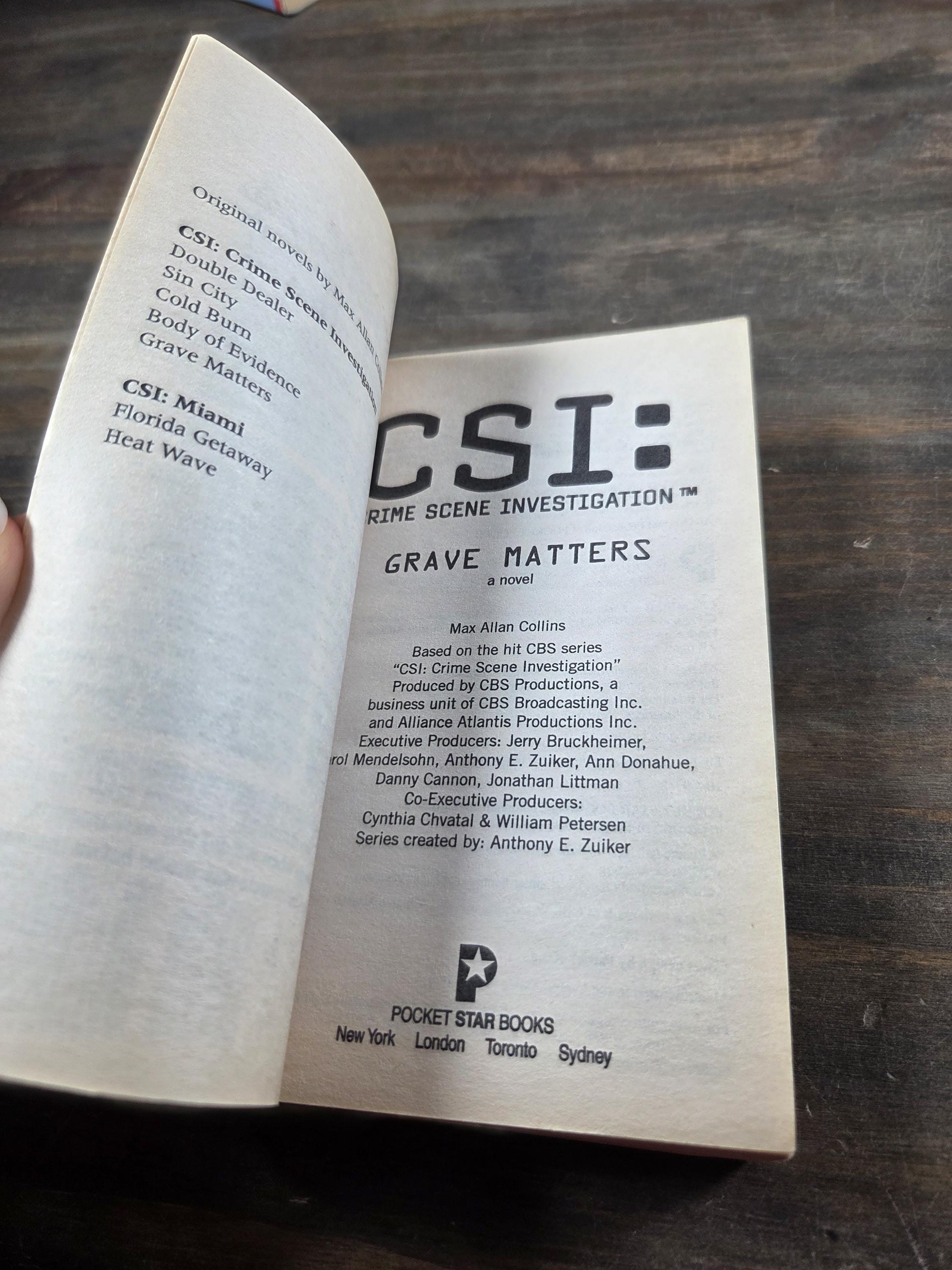 CSI: Crime Scene Investigation Series Paperback Tv Tie-in Book
