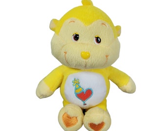 Care Bears Mono de corazón juguetón amarillo 8 Peluche de peluche 2003 Play Along sb9