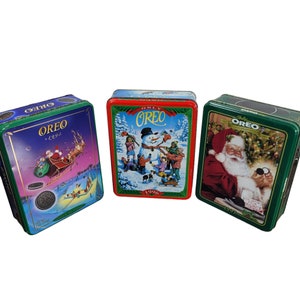 Boîte à biscuits des fêtes OREO TIN Construisez une collection Choisissez l&#39;année VIDE sh vintage