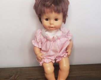 Cititoy Doll Short Brown Hair Pink Dress Open Close Eyes 1991 90s Toy B4