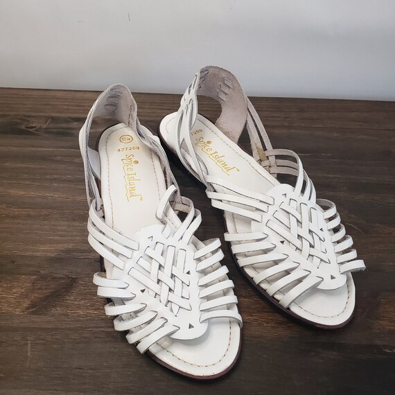 Spice Island White Vintage HUARACHE Sandals Leathe