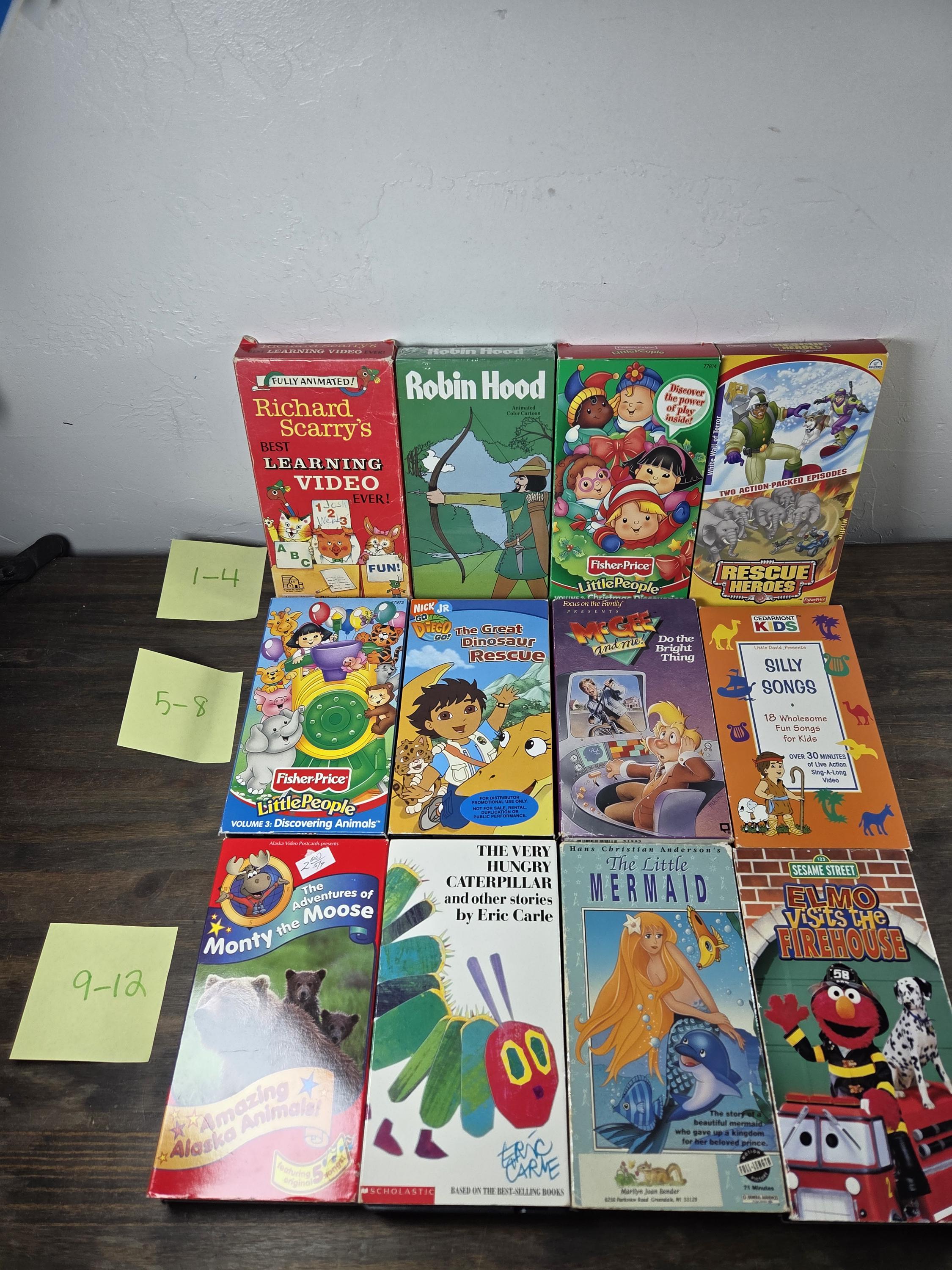 VHS CHOOSE Titles Children's Kids Animated Cardboard Cases Video ...