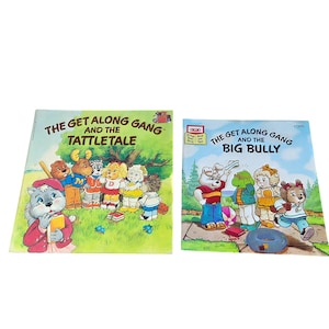 The Get Along Gang and the Tattletale Bully Vintage 80s Cartoon Children&#39;s Paperback Picture Books Bundle Lot of 2 PL409