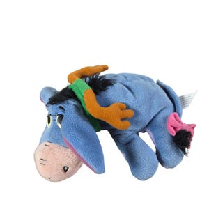 Mattel Pooh Eeyore Holiday 7&quot; Bean Bag Plush Reindeer Christmas Stuffed Toy 2001 B10