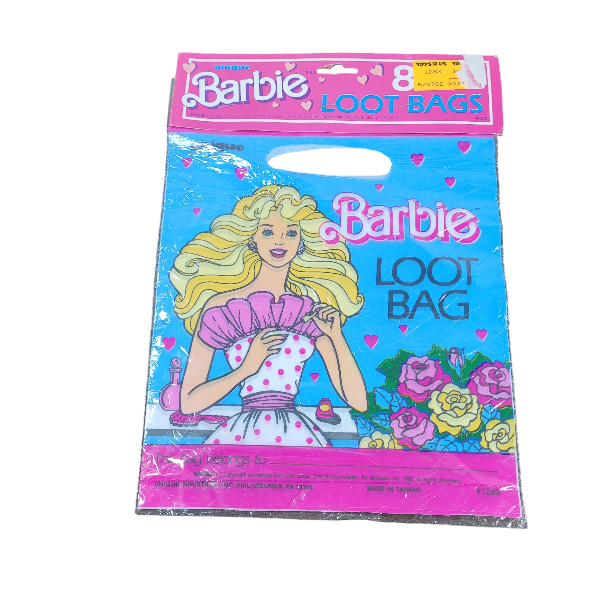 Barbie Vintage 1988 Plastic Favor Bags 8ct