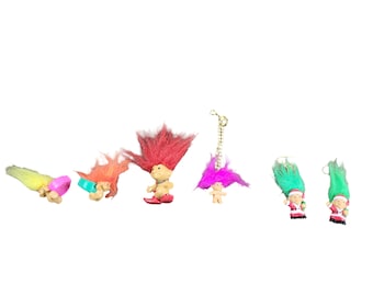 Troll Russ Sieraden Ring Armband Pin Oorbellen Voor Kinderen Mini's Tiny 1" Jaren 90 Speelgoed Poppen Kies items