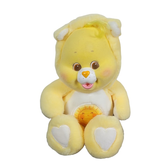 Care Bears Cubs 1986 Kenner Funshine Yellow Cub Bear Green Flocked