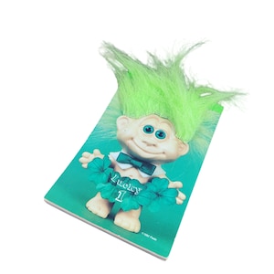 Troll doll List Note Pad notepad vtg 80s 90s Green hair Lucky One St Patricks Day notebook mini stationary blank