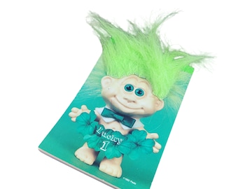 Troll doll List Note Pad notepad vtg 80s 90s Green hair Lucky One St Patricks Day notebook mini stationary blank