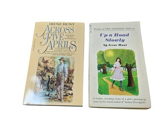 Up a Road Slowly Across Five Aprils by Irene Hunt Vintage Paperback Books Bundle Lot of 2 L3056