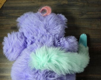 Brush A Loves Plush Bear Mirror Purple Pink Amtoy 1987 Vintage Sb2