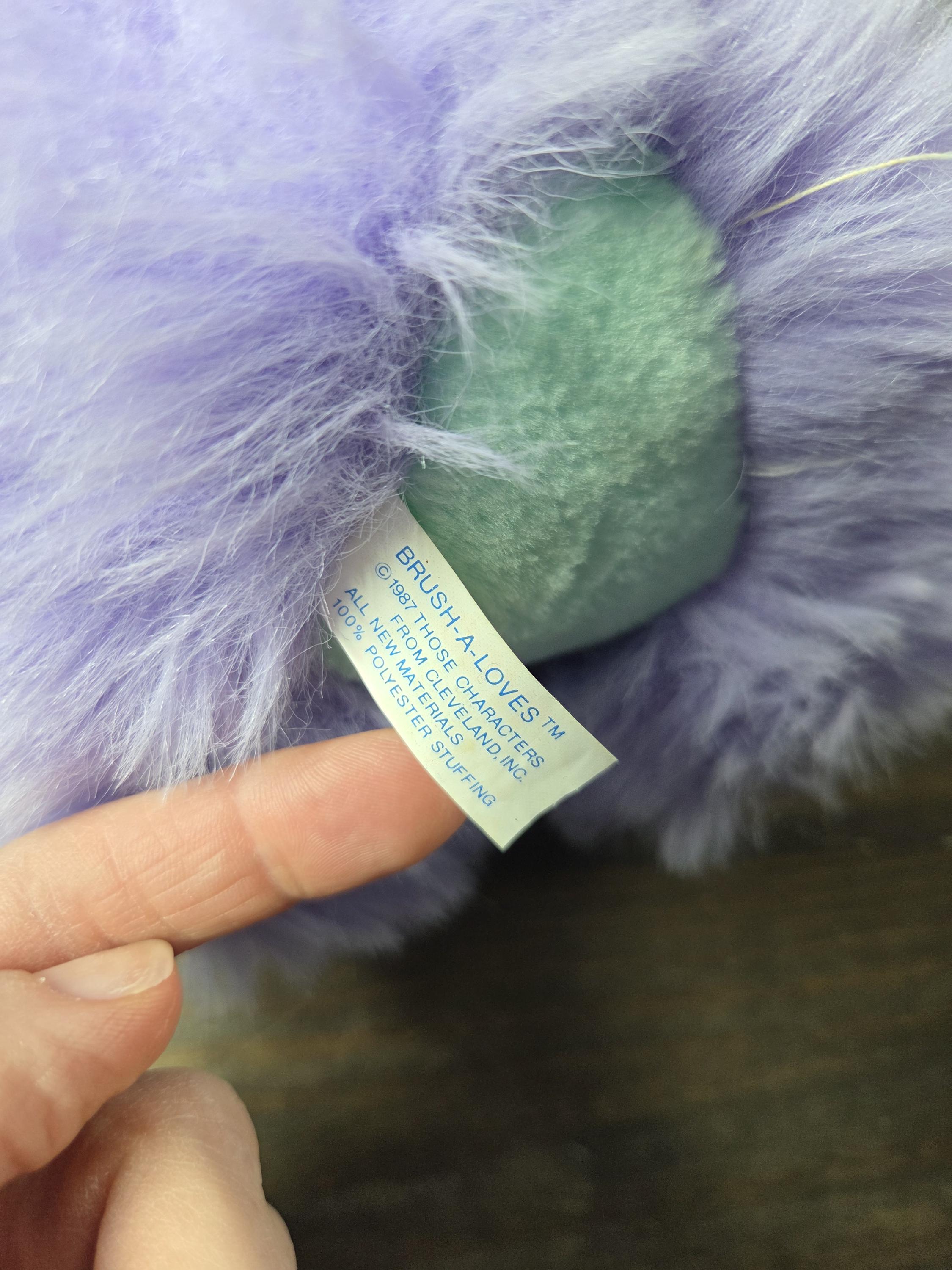 Brush A Loves Plush Bear Mirror Purple Pink Amtoy 1987 Vintage Sb2