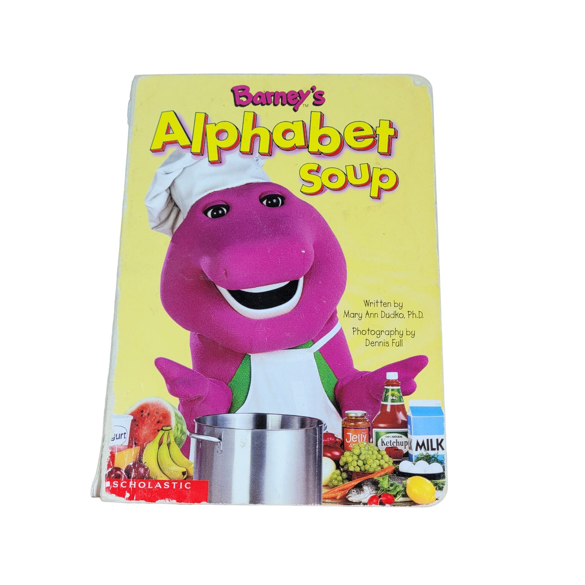 Barney Alphabet Soup Board Book 90s Vintage P815 Etsy