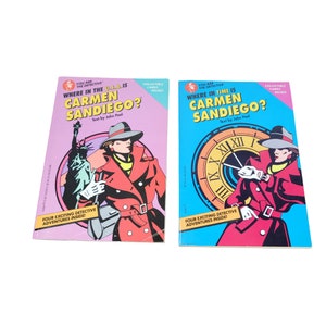 Carmen Sandiego Chapter Book Paperbacks with Trading Cards 1991 Bundle Lot of 2 L2321