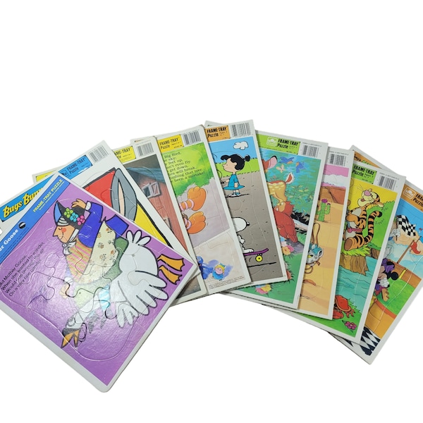 Golden Frame Tray Puzzles Choose Character Build a Collection Vintage Disney Looney Tunes Sesame Street