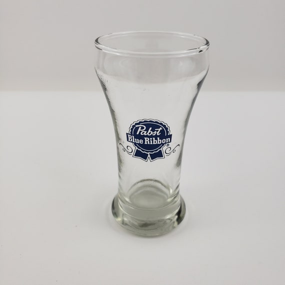 Pabst Blue Ribbon Blue Beer Red Logo Glass 5 Tall Pbr Etsy