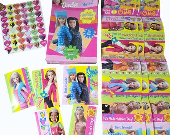 Barbie 2001 Y2K Valentinstag Karten 29 Insgesamt und Stickers sb4