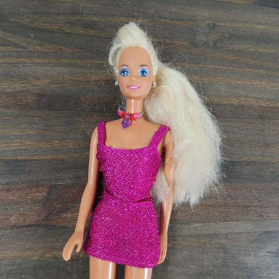barbie glitter dress Barbie Toddler/Kid Girl Classic Barbie Letter Print Sequins Flutter-sleeve Dress Roseo