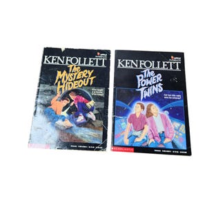 Mystery Hideout Power Twins Copertina flessibile Ken Follett Libro tascabile anni '90 Apple Prima edizione 1991 Pacchetto lotto di 2 L2997