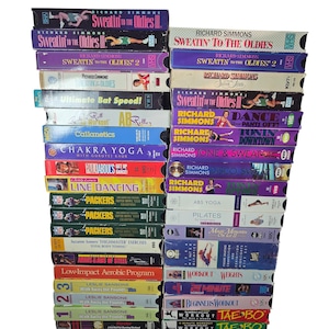 Fitness Allenamento Sport VHS Tapes Simmons Tae Bo Leslie Sansone Denise Austin