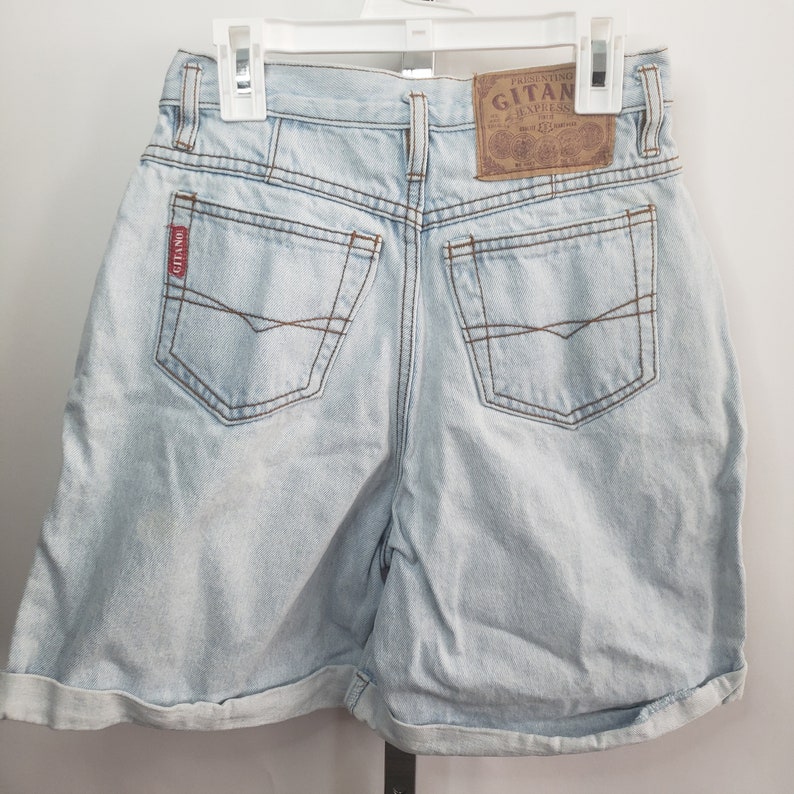 List price Gitano Shorts Jeans Pleated High Max 55% OFF Waist Denim Light 7 8 Mom Blue