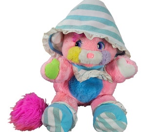Popples Plush Cribsy Pink Rattle Tail Booties Bib Bonnet 11" Tall Vtg 80s Girl Toys b3-3