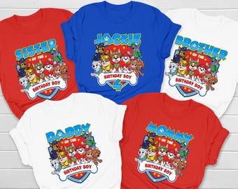 Patrol Birthday, Family Patrol Shirt, Paw Birthday Party, Cartoon Shirt, Birthday Family Matching Shirt, Personalized Patrol Birthday Shirts