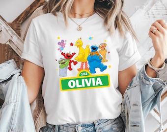 Personalized Sesame Monsters shirt, Red Monster shirt, Elmo Cookie Monster Big Bird, Monster Friends shirt , Sesame Family Matching Tee