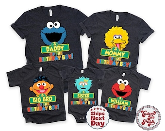 Custom Family Character Birthday Shirt, Personalized Street Birthday T-shirt, Toddler Birthday Shirts, Family Matching Birthday Tee Toddler