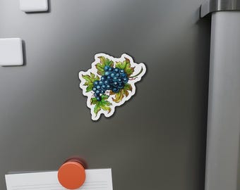 Magnet Grape Botanical, Mediterranean Fruit Art Magnet, Italian Kitchen & Fridge Decor, 3x3 Die Cut Magnet