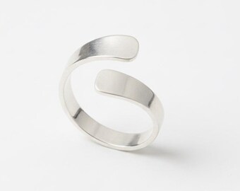Handmade Adjustable Spoon Ring, 925 Sterling Silver Minimalist Wrap Ring Jewelry