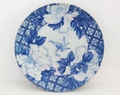 Vintage Japanese blue and white Imari plate transferware with butterfly and flowers - Antique Japanese plate or bowl