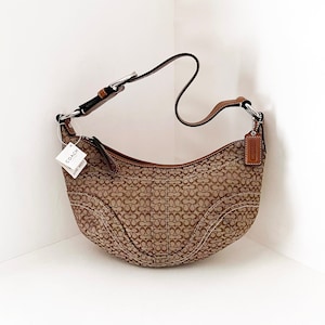 Coach Soho Hobo Shoulder Bag in Khaki Toffee Signature Jacquard