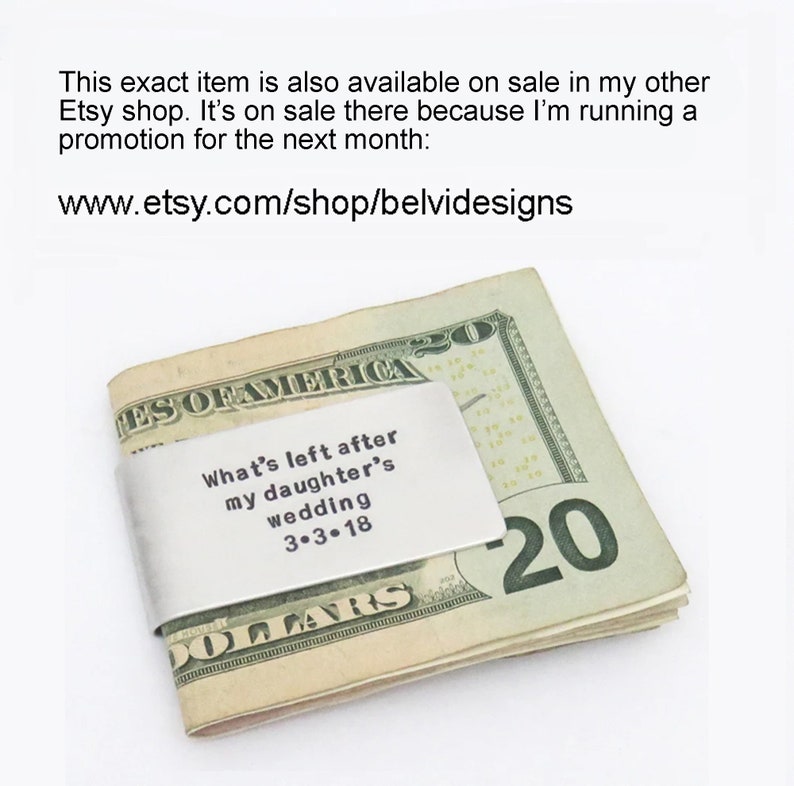 Father of the Bride Gift Personalized Money Clip Funny gift for dad Money left after daughter wedding On sale in Belvidesigns shop on Etsy imagem 2