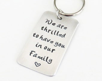 Wedding gift for son-in-law or daughter-in-law - Gift for groom or bride from in-laws - Thrilled to have you in our Family keychain keyring