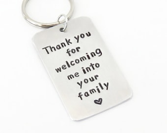 Gift for father-in-law brother-in-law gift - Thank you for welcoming me into your family keychain keyring - Wedding gift for in-laws