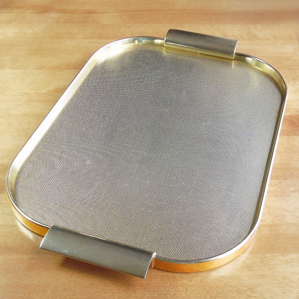 Vintage Kaymet serving tray - Soft gold-tone retro serving tray - Mad Men era serving tray bar accessory