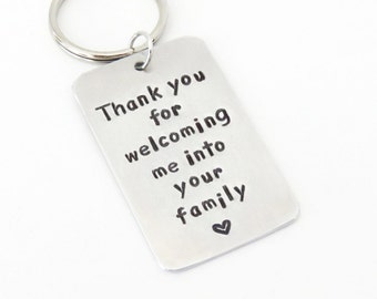Father-in-law wedding gift Mother-in-law gift - Thank you for welcoming me into your family keychain keyring - Gift for in-laws