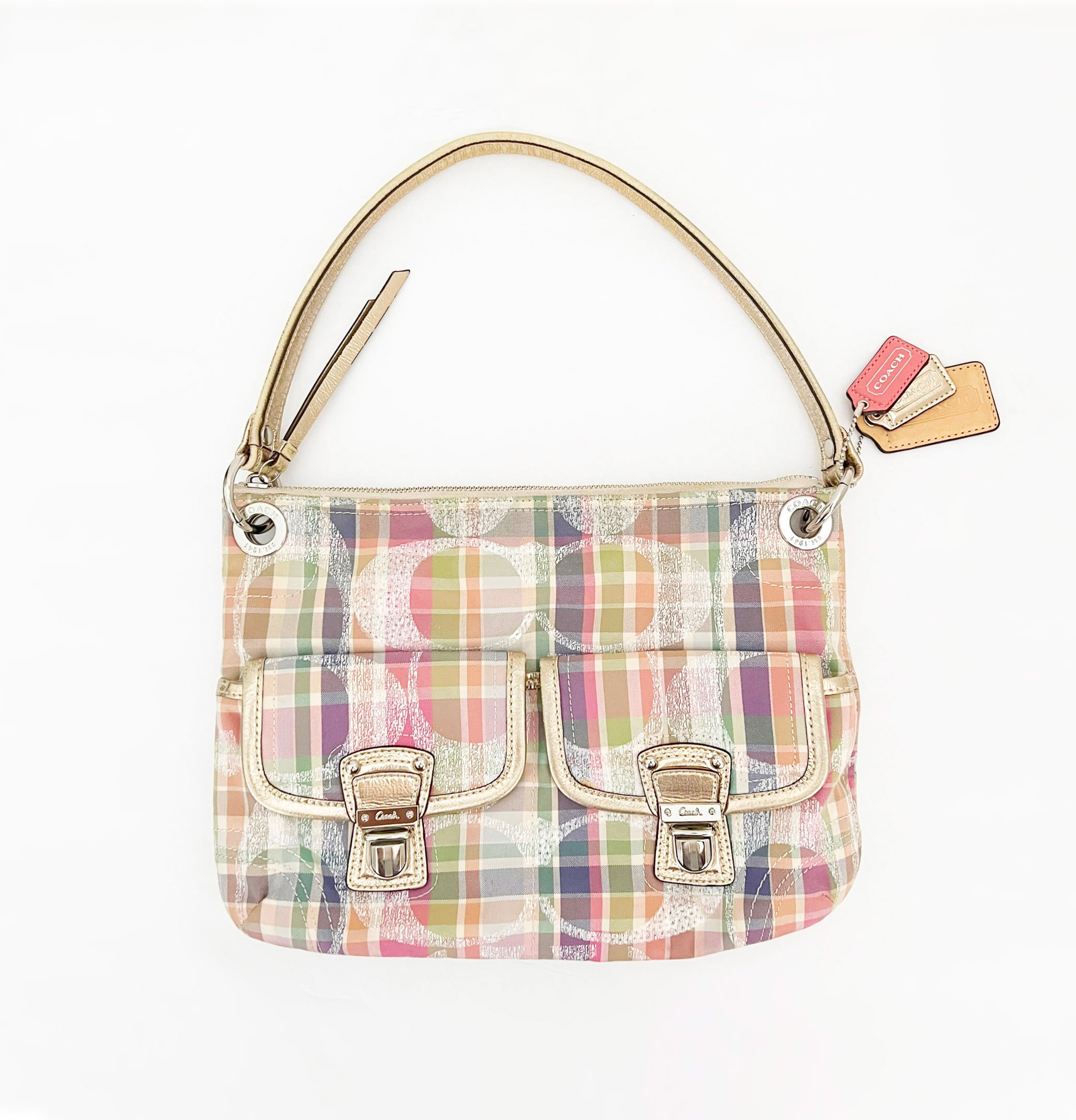 Coach Poppy Madras Signature Multicolored Satchel Shoulder Bag