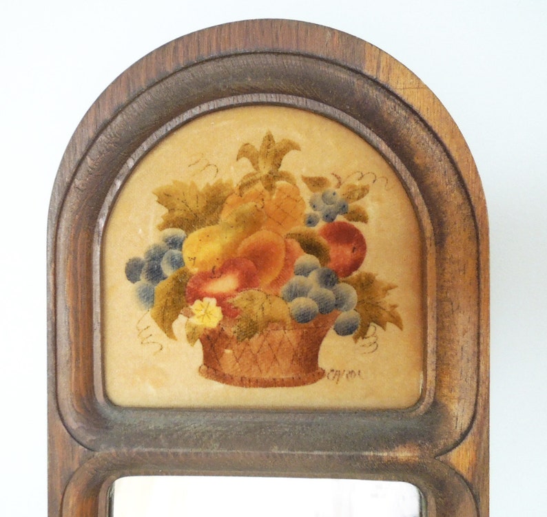 Wooden mirror with fruit basket accent Cottage chic decor Etsy