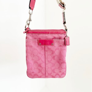 Coach hot pink signature canvas crossbody bag shoulder bag