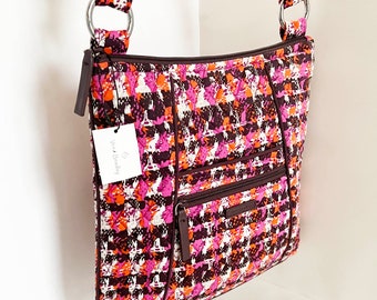 Vera Bradley Hipster Crossbody Bag in Houndstooth - VB Hipster red pink black white multicolor purse -- New with tag NWT