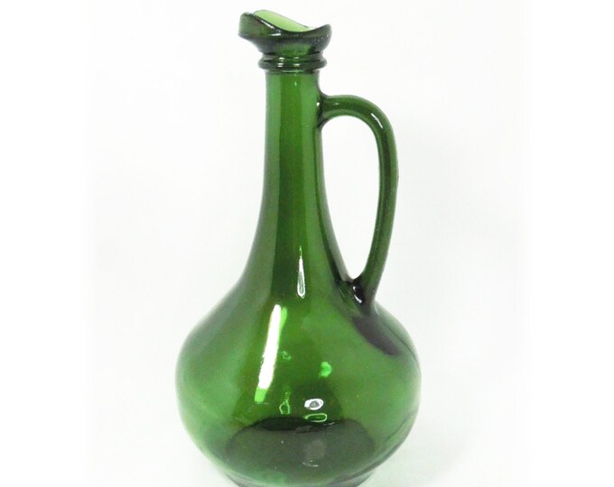 Vintage Green Glass Wine Jug Wine Decanter With Spout and Etsy