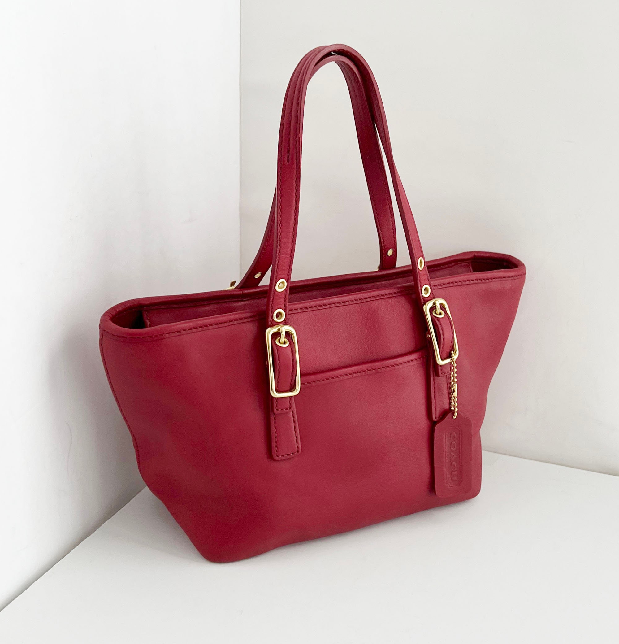 Vintage COACH Legacy Small Market Tote Red Leather 9846 EUC