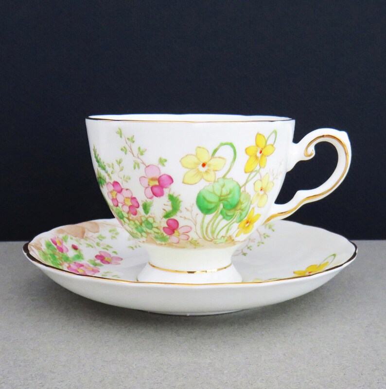 Adorable Tuscan fine English bone china Alpine flowers tea cup Etsy