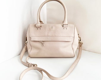 Kate Spade Hadlen Grant Park off-white pebbled leather satchel top-handle bag with shoulder strap