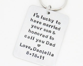 Personalized gift for father in law from daughter in law - Christmas present for father-in-law I'm lucky to have married your son keychain