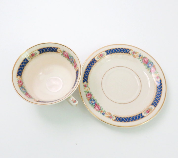 Syracuse China old ivory tea set with pink blue flowers blue Etsy
