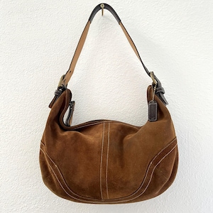 Vintage Coach Brown Suede Hobo Crescent Shoulder Bag Slouchy Coach