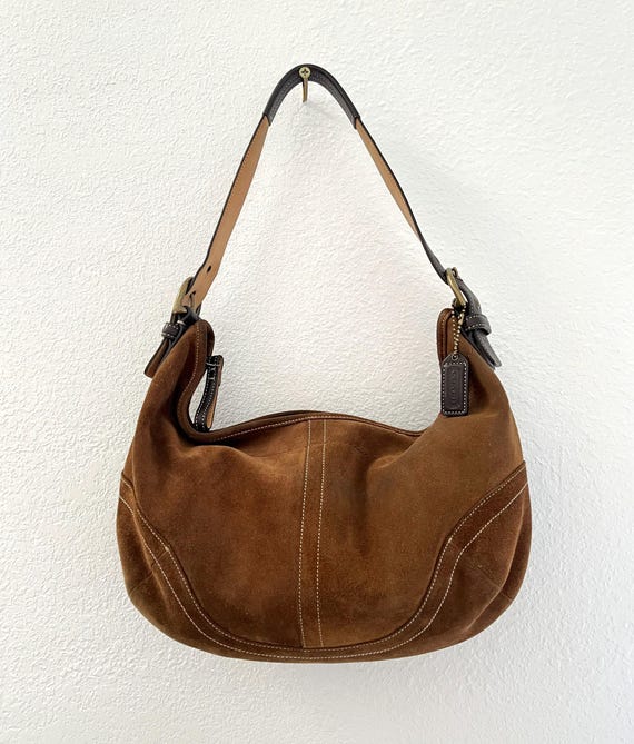 Vintage Coach Brown Suede Hobo Crescent Shoulder Bag Slouchy Coach